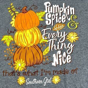Southern Girl Long Sleeve Gray T Shirt Fall Halloween Pumpkins Size XL
